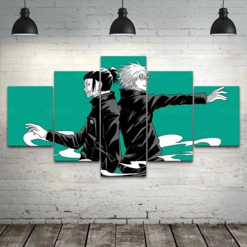 HD Prints Anime Pictures Home Decor Wall Art Modular 5 Panel Gojo Satoru Geto Suguru Canvas Painting Jujutsu Kaisen Poster Frame