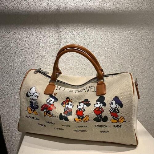 Disney Mickey cartoon canvas handbag Minnie ladies mens messenger bag large capacity shoulder bag