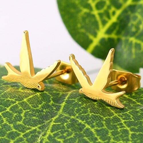 2Pcs The Latest Han Edition of The New Titanium Steel Stainless Steel Birds Animal Pigeon Pigeons Earring Ornaments
