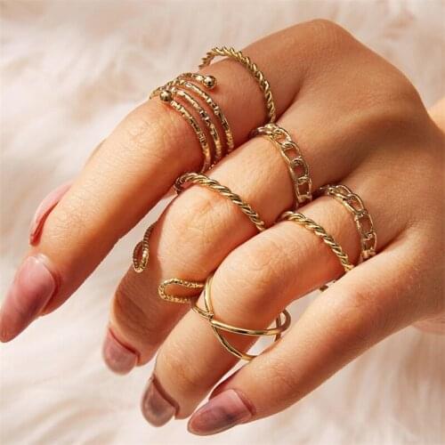 F166851 hanzhishang creative simple multi-layer cross opening twist joint ring set 8 pieces