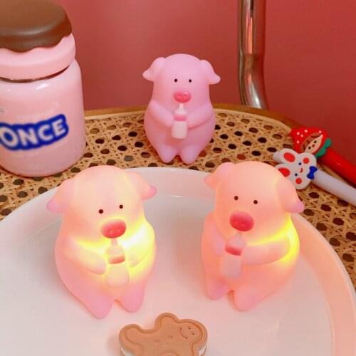 Girl Mini Piggy LED Night Light Room Bedside Lamp Decoration Creative Gift Bedroom Dormitory Pink Warm Light Night Decoration
