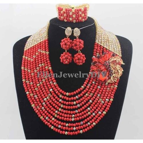 Fashionable African Beads Jewelry Sets Crystal Beads Jewelry Set Nigerian Wedding Bridal Necklace Jewelry Set W11893