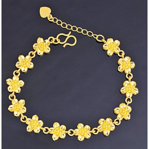 New Thick Gold Flower Ladies Fashion Charm Bracelet Muslim Simple Luxury Women Exquisite Jewelry Wedding Party Holiday Gifts