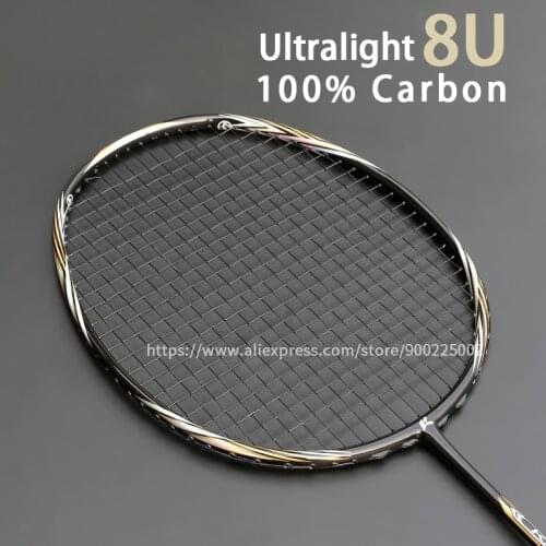 High Quality Super light 8U 65g Professional Carbon Fiber Badminton Rackets String Bags Multicolor Offensive Type Rackets Strung