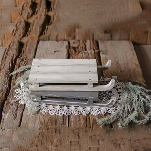 Newborn Photography Props Furniture 3 Colors Wood Retro Sled Baby Photo Posing Bed Basket Studio Child Birthday Background