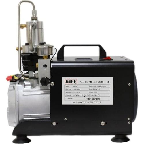 SCU30 Manual Stop 300bar 4500PSI High Pressure Air Pump Electrical mini Air Compressor for airgun rifle PCP Inflator