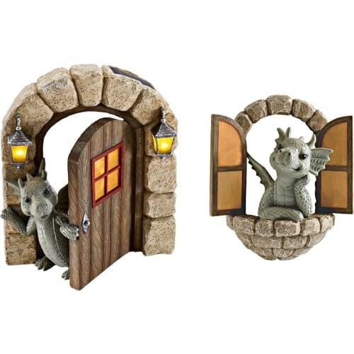 Dragon Statues Figurine Outdoor Art Fall Winter Backyard Yard Decoration