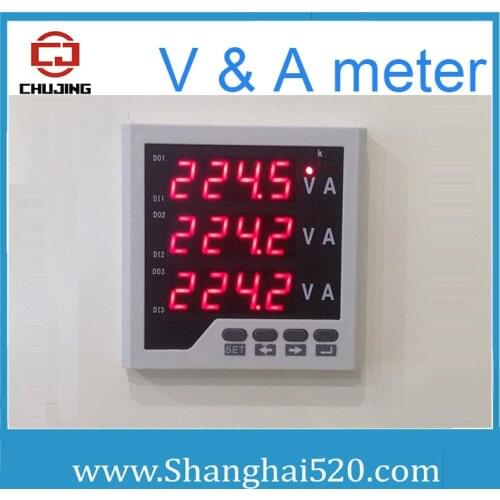 3 phase V & A meter three phase voltage and ampere instrument display Voltage and current monitor at same time in stocks