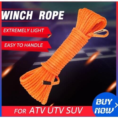 Winch Rope String Line Cable Synthetic 15m 7700LBs Car Wash Maintenance String Winch Line Uhmwpe Rope with Sheath Car Accessorie
