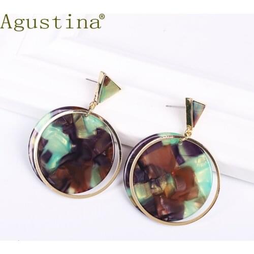Dangle Earrings Jewelry Colorful Round Big Drop Earrings For Women Fashion Earrings Gold Circle Geometry Statement Resin Minimal