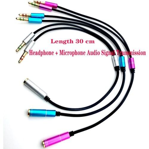 Splitter Headphone for Computer 3.5mm Female to 2 Male 3.5mm Mic Audio Y Splitter Cable Headset to PC Adapter AUX Cable