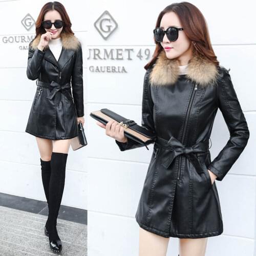 Women Faux Leather Jacket Winter Cotton Womens Leather Top Womens plus Size Leather Coat Trench Coat Veste Femme