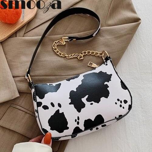 SMOOZA Female Shoulder Messenger Mini Bags 2021 New Underarm Baguette Handbags Fashion Mini Pu Leather Solid Color Portable Bags