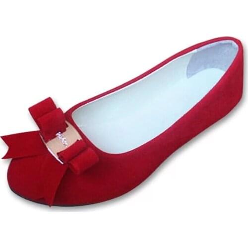 Plus Size Flat Shoes Woman Fashion Bow Big Size Women Flats Shallow Mouth Womens Shoes for Spring Autumn Size 35-43 XKD1139