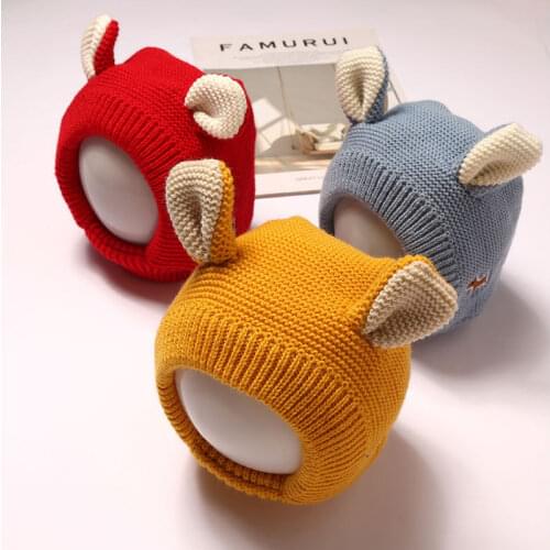 Winter Warm Baby Hat Thicken Crochet Velvet Inside Newborn Beanie Ear Protection Infant Bonnet Cap For 0-18Month
