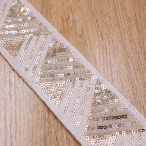 1Yards/Lot Sequins Lace Trim Mesh Embroidered Sequin Lace Ribbon Handicraft Accessories Decoration Wedding Lace Fabric Material