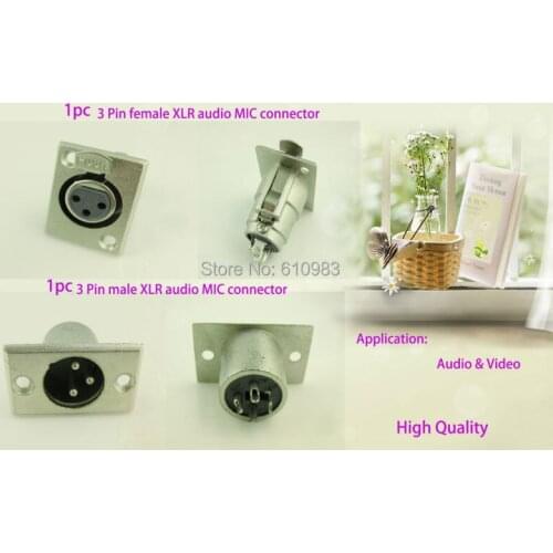 1 pcs male +1pcs female ) Metal Audio MIC Connector XLR 3 Pin Chassis Mount Socket Locking