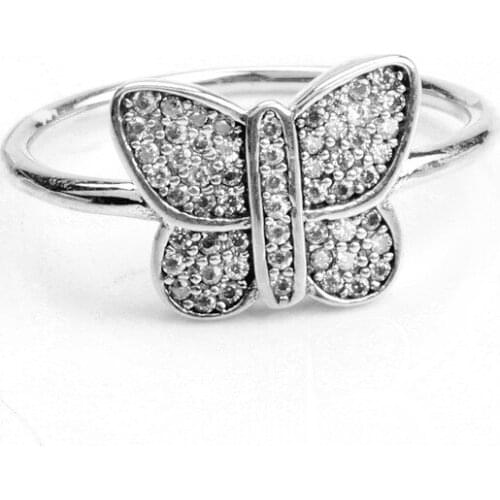 100% 925 Sterling Silver Pan Ring New Retro Butterfly Fashion Versatile Ring For Women Wedding Party Gift Fashion Jewelry