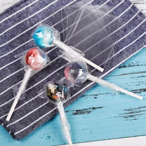 100pcs/pack Transparent Cellophane Bag Candy Lollipop Cookie Plastic Packaging Bag Small Gift Bags For Navidad Party