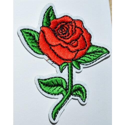 Red roses flower floral retro boho appliques iron on patches(Size is about 6.5 * 8 cm)