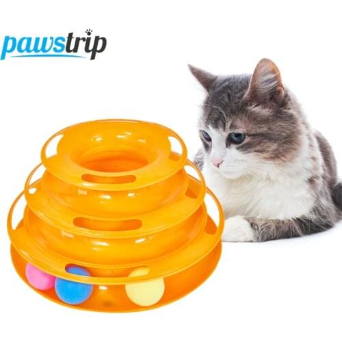 3 Levels Pet Cat Toy Tower Tracks Disc Interacitve Cat Toys Ball Training Amusement Plate Cat Tracks Toys For Cats Kitten jouet