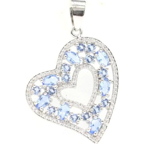 45x20mm Multi Color Long Big Created Tourmaline Peridot Citrine Aquamarine For Ladies Dating Silver Pendant