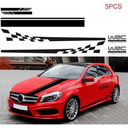5PCS Car Hood Decal Side Stripes Skirt Sticker For Mercedes Benz A Class W177 V177 A35 A45 A45S W176 AMG Accessories