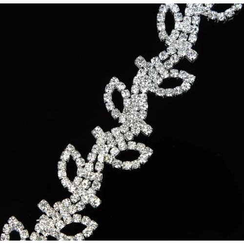 5Yards Rhinestone Chain Sew-On Crystals Golden Silver Base Rhinestones Trim DIY Decor Accessories