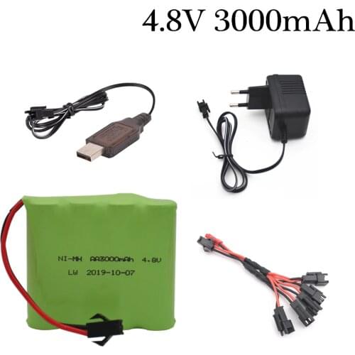 4.8v 3000mah NiMH Battery with Charger For Rc toys Cars Tanks Robots Boats Guns Ni-MH AA 4.8v Rechargeable Battery Pack