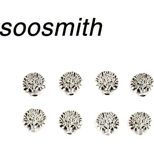 30pcs 3x8mm Tree Shape Metal Beads Zinc Alloy Spacer Beads For DIY Bracelet Necklace Jewelry Findings Making