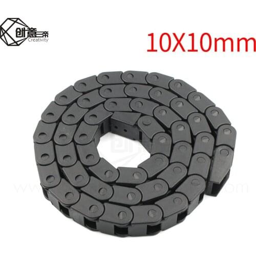 1000mm 10x10mm Nylon Black Chain 3D Printer Accessories Cable Drag Chain Wire Carrier 1M CNC Router Machine High Quality 10*10mm
