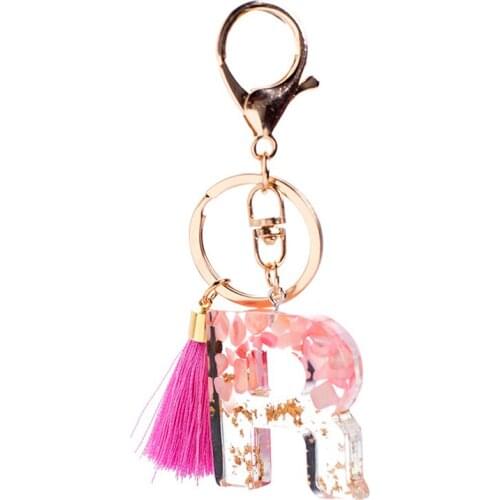 Crystal Letter A R G M Acrylic Keychains for Women Key Chains Ring for Car Bag with Tassels Keyring Holder Pendent Charm Gift