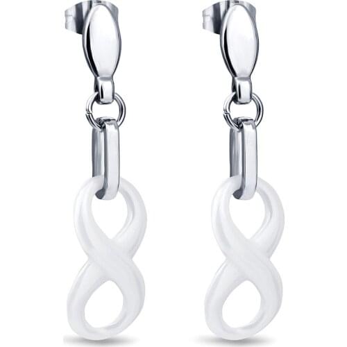 Black and white 8 Infinity ceramics 316L Stainless Steel earrings for womens jewelry wholesale