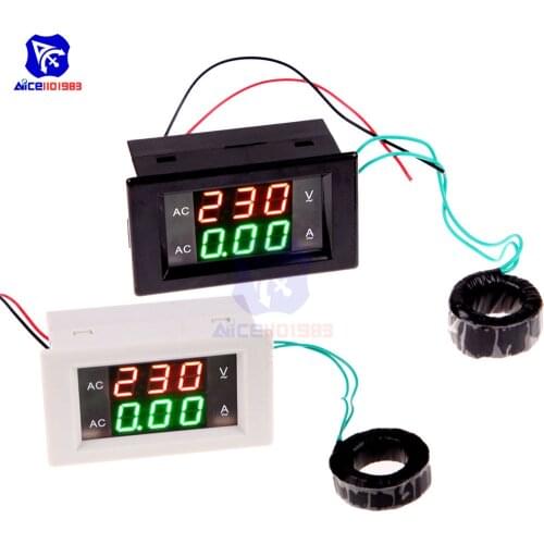 Diymore AC 60 -300V 100A Digital Voltmeter Ammeter Red Green Dual LED Panel Voltage Current Detector Tester with CT