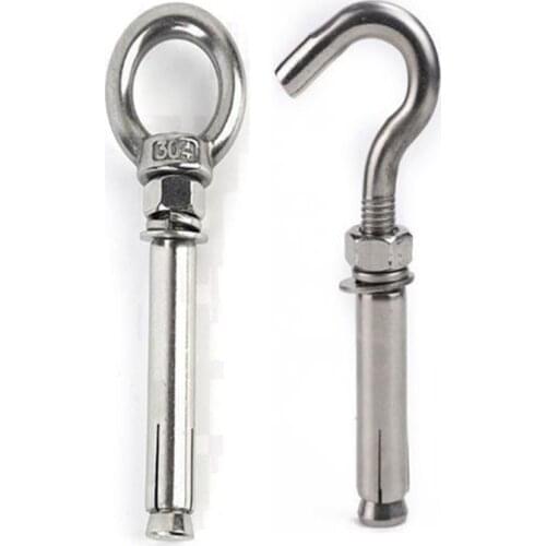 2PCs M6 Lift Eye Ring Nut 7CM Expansion Bolt Screw Marine Grade 304 Stainless Steel Concrete wall Anchor Sleeve Heavy Duty