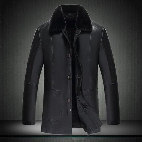 Leather 2020 jacket Winter Men Christmas Gif For Father middle-aged large fur collar liner warm thick snow wear 6xl 7xl 8xl 1907