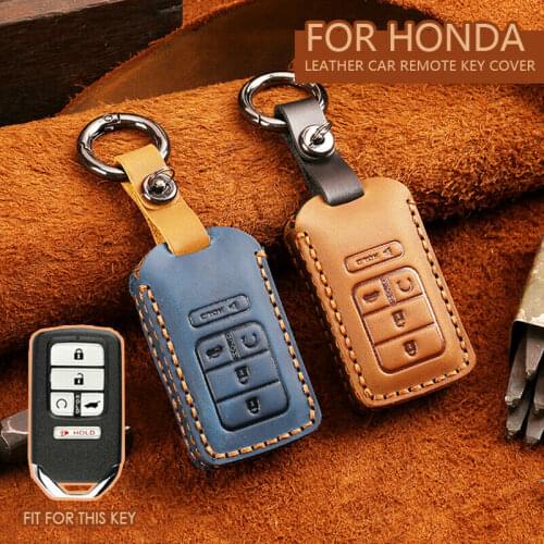 2019 New 5 buttons Leather Car Key Cover Remote Case Fob for Honda Civic Accord CR-V HR-V Pilot Fit Key Covers for House Keys