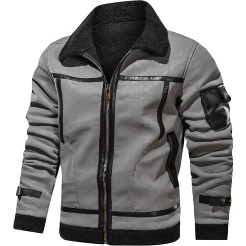 Witer Mens Fur Leather Jacket Coat Oversized EUR Size Slim Fat Retro Casual Motorcycle Jacket Men Brand Clothing Outwear BF772