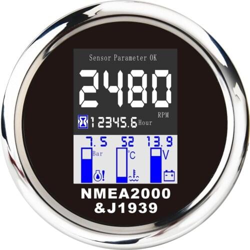 316 Stainless Steel NMEA 2000 Multifunction Gauge IP67 85mm For Marine Boat Yacht