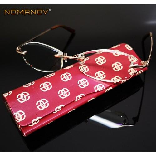 Luxury British Lady Diamond Cutting 100% Titanium Alloy Rimless Frameless Reading Glasses + Box +0.75 +1 +1.75 +1.5 +2 to +4