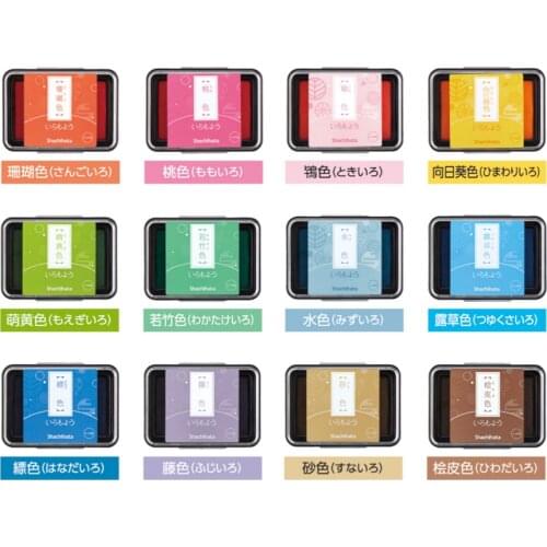 Yamano store 24 Colors Japanese Original Shachihata Colored Inkpad Stamp Oil Based Ink Pad Clear Stamps DIY Journal Scrapbooking