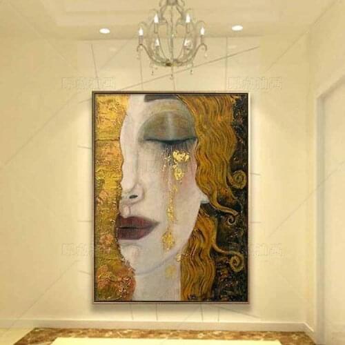Sexy Lady Mother Classical Gold Tear Hot Sell 100% Handpainted Handmade Oil Painting On Canvas Home Decoration