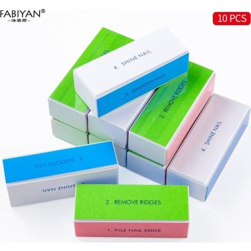 10pcs/lot 4-Ways Block Files Sanding Buffer Buffing Tips Tool DIY Care Salon Pedicure Manicure Nail Art Wholesale
