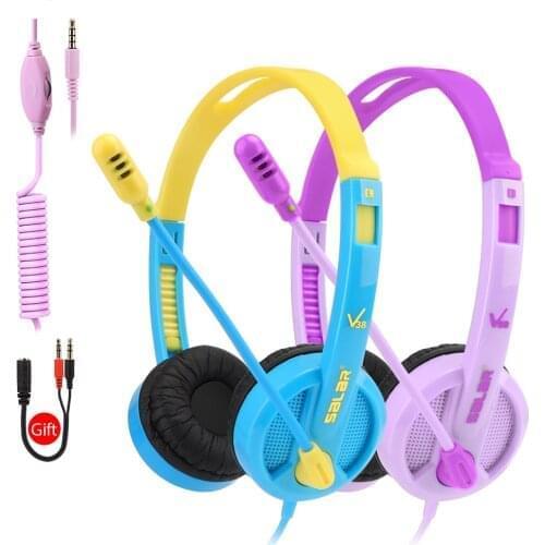Wired Headphones With Microphone Color Kids Headphones Durable Lightweight Adjustable Children Headphones Helmet Gifts