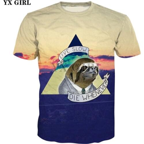 Drop shipping 2018 summer New style Fashion t shirt animals Sloth Top 3d Print Mens Womens Casual Cool t shirts