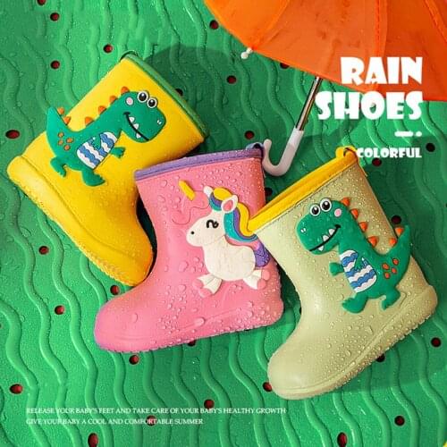 Cartoon Cute Dinosaur Unicorn Children Rain Shoes for Boys Girls Waterproof Pvc Rubber Non Slip Toddler Kids Rain Boots