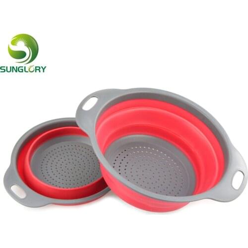 Foldable Silicone Colander Fruit Wash Basket Fruit Vegetable Washing Basket Strainer Collapsible Drainer With HandleKitchen Tool