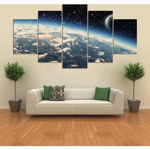 Modern Canvas Pictures Unframed HD Printed Living Room 5 Panels Starry Sky Landscape Painting Wall Art Home Decor Modular Poster