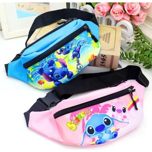 Disney Movie Lilo & Stitch Cartoons Canvas Waist Bag Stitch Cute Printing Waterproof Chest Bag Outdoor Sports Phone Storage Bag