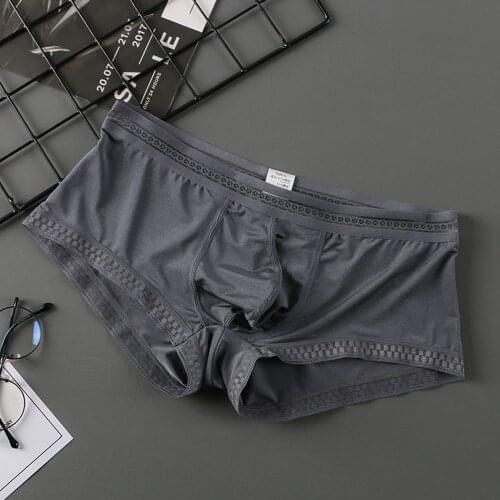 Ice Silk Boxershorts Men Bulge Pouch Boxers Trunks Seamless Underpants Mens Hombre Sexy Breathable Underwear Ultra Thin Panties